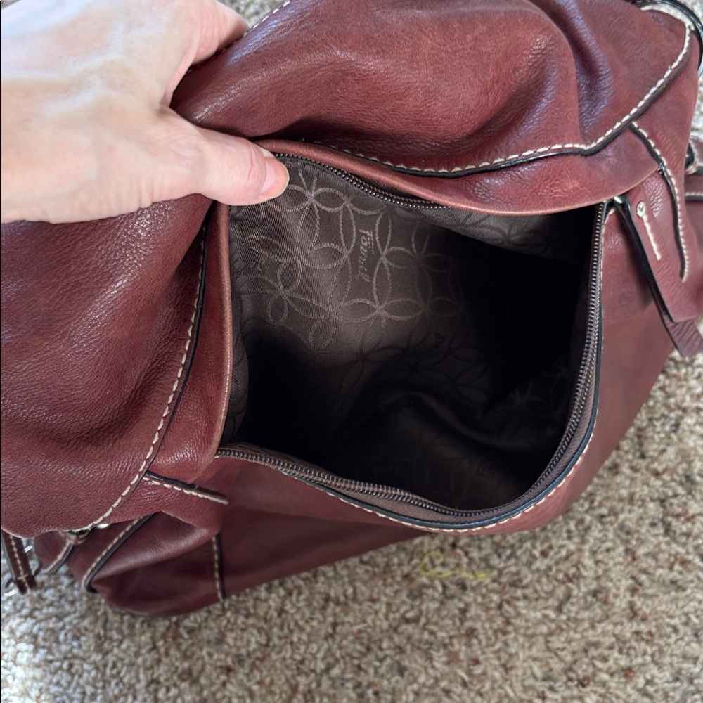 Fossil 1954 Plum Leather Hobo Purse - Picture 7 of 9